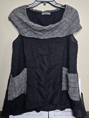 Chalet et Ceci Lagenlook 100% Linen Cowl Neck Tunic Top - Size S